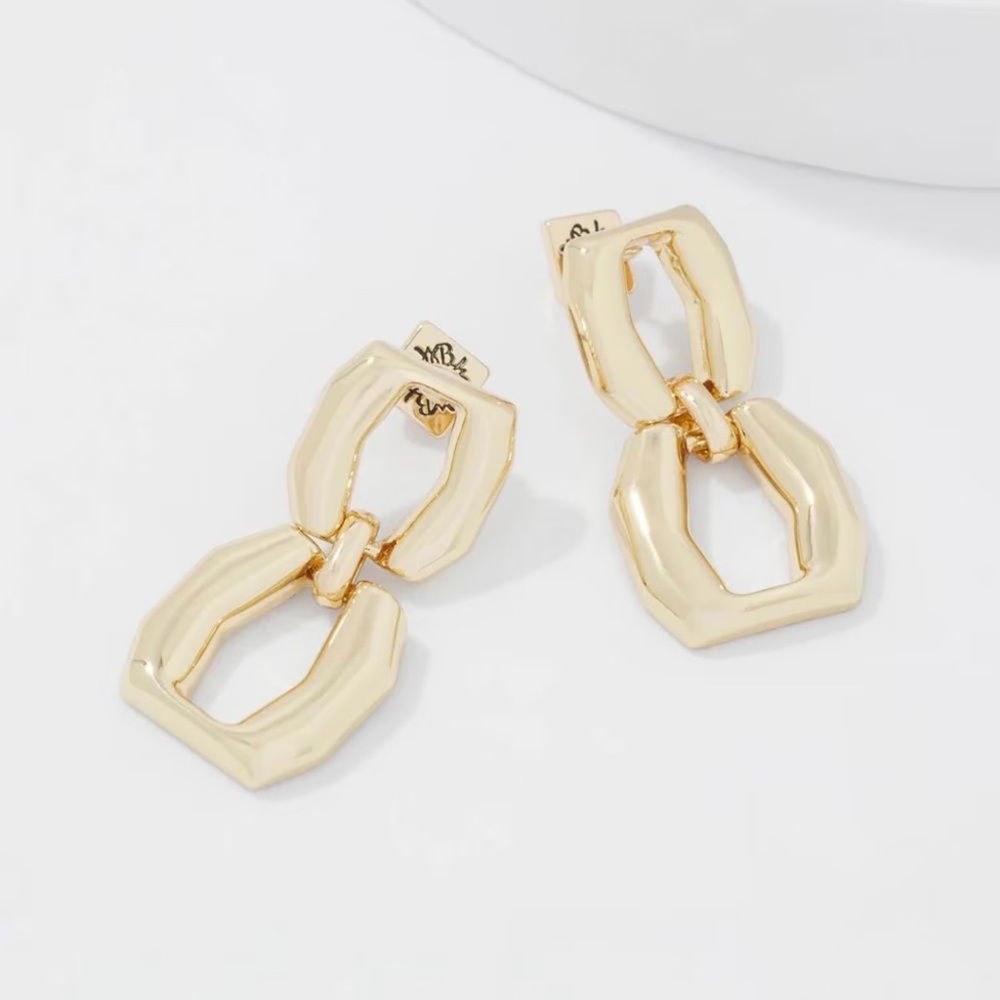 White House Black Market Gold double link drop earring - Picture 5 of 12